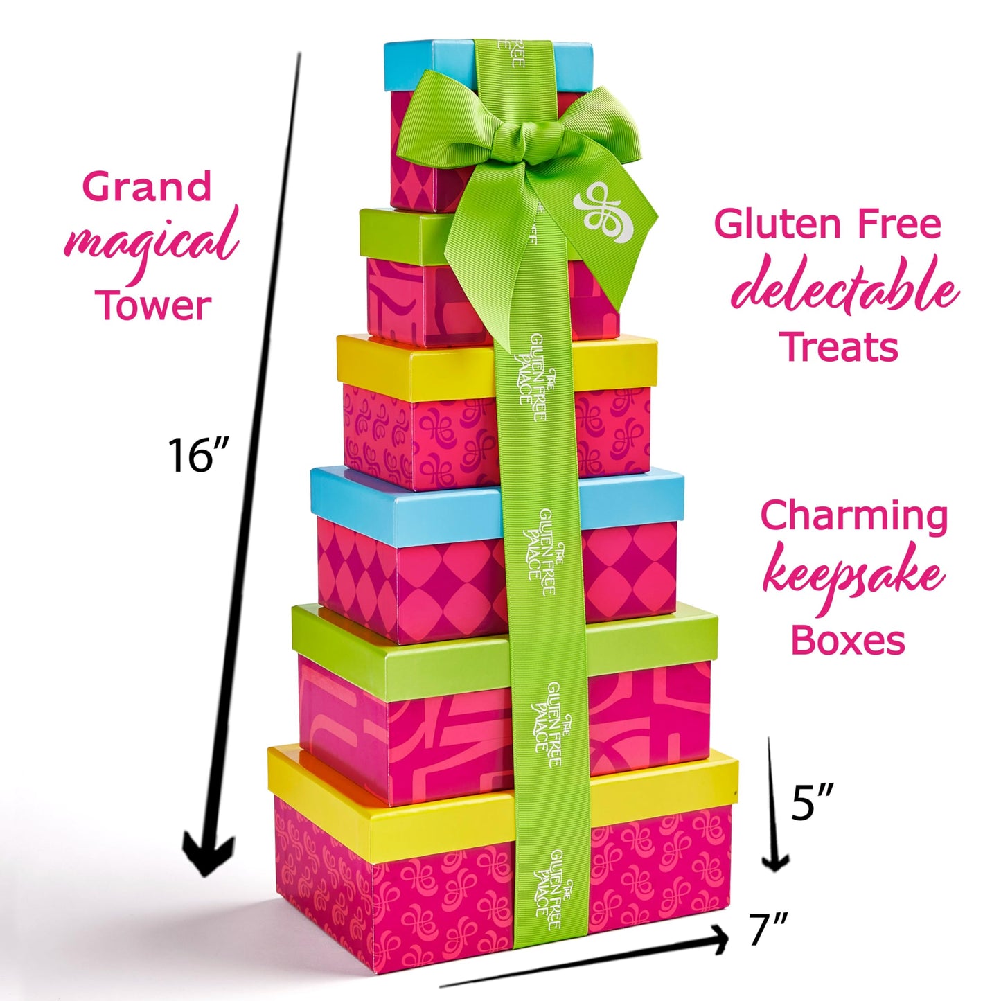 Gluten Free Palace Gift Basket Tower - Mothers Day Treats - 6-Tier Festive Gluten Free Cookies Gift Basket Treat Tower - Fathers