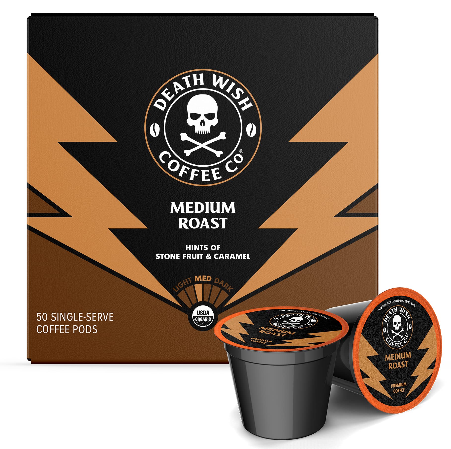 Death Wish Coffee Medium Roast Single Serve Pods - USDA Organic, 50 Count