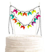 TECCA Happy Birthday Cake Topper Neon Bunting Banner with Double-Sided Two-Toned Bright Neon Colors. Handmade and Food-Grade Saf