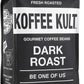 Koffee Kult Dark Roast Whole Bean Coffee - Small Batch Gourmet Aromatic Artisan Blend 100% Arabica Coffee Beans Organically Sour