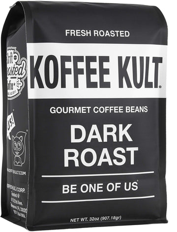 Koffee Kult Dark Roast Whole Bean Coffee - Small Batch Gourmet Aromatic Artisan Blend 100% Arabica Coffee Beans Organically Sour