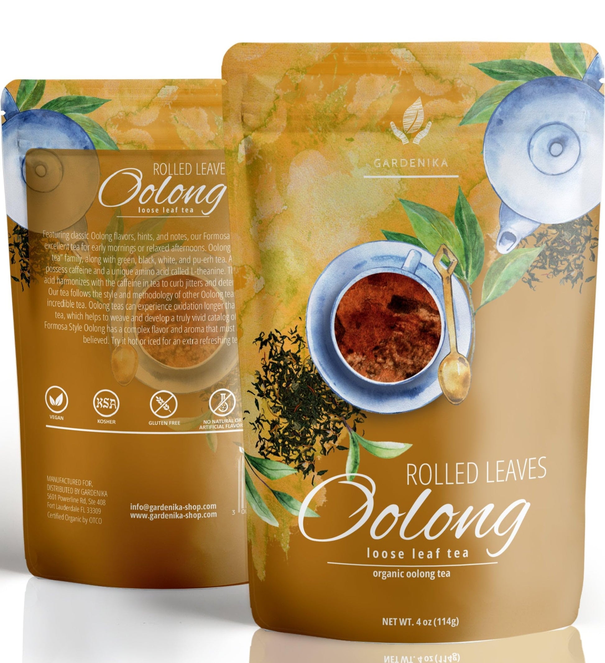 Gardenika Oolong Tea, Loose Leaf, Organic, KSA Kosher - 4 oz (1 Pack)