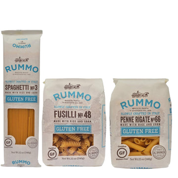 Rummo Gluten Free Pasta Variety Pack - Spaghetti Noodles  Fusilli  Penne Rigate  Made with Rice & Corn  Pasta from Italy - 16 Ounce (Pack of 3)