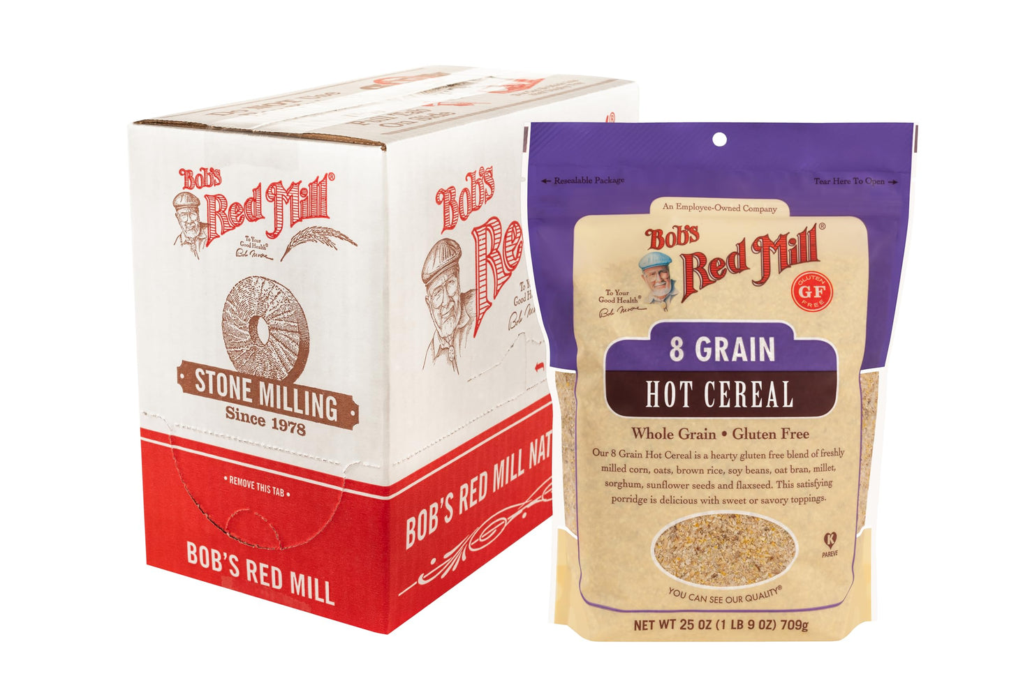 Bobs Red Mill Gluten Free 8 Grain Hot Cereal, 25oz (Pack of 4) - Vegan, Kosher