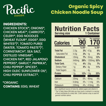 Pacific Foods Organic Spicy Chicken Noodle Soup, 16.1 Oz Can