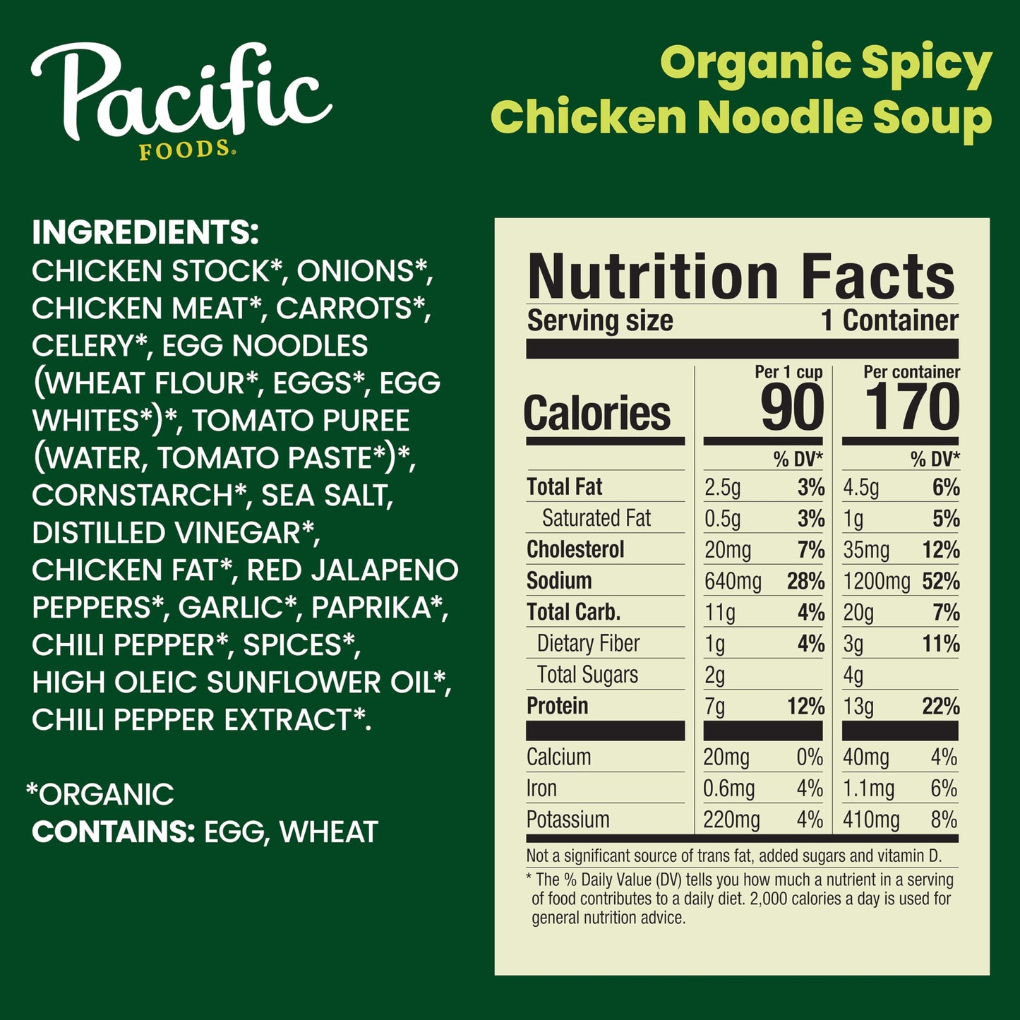 Pacific Foods Organic Spicy Chicken Noodle Soup, 16.1 Oz Can (12 Pack)