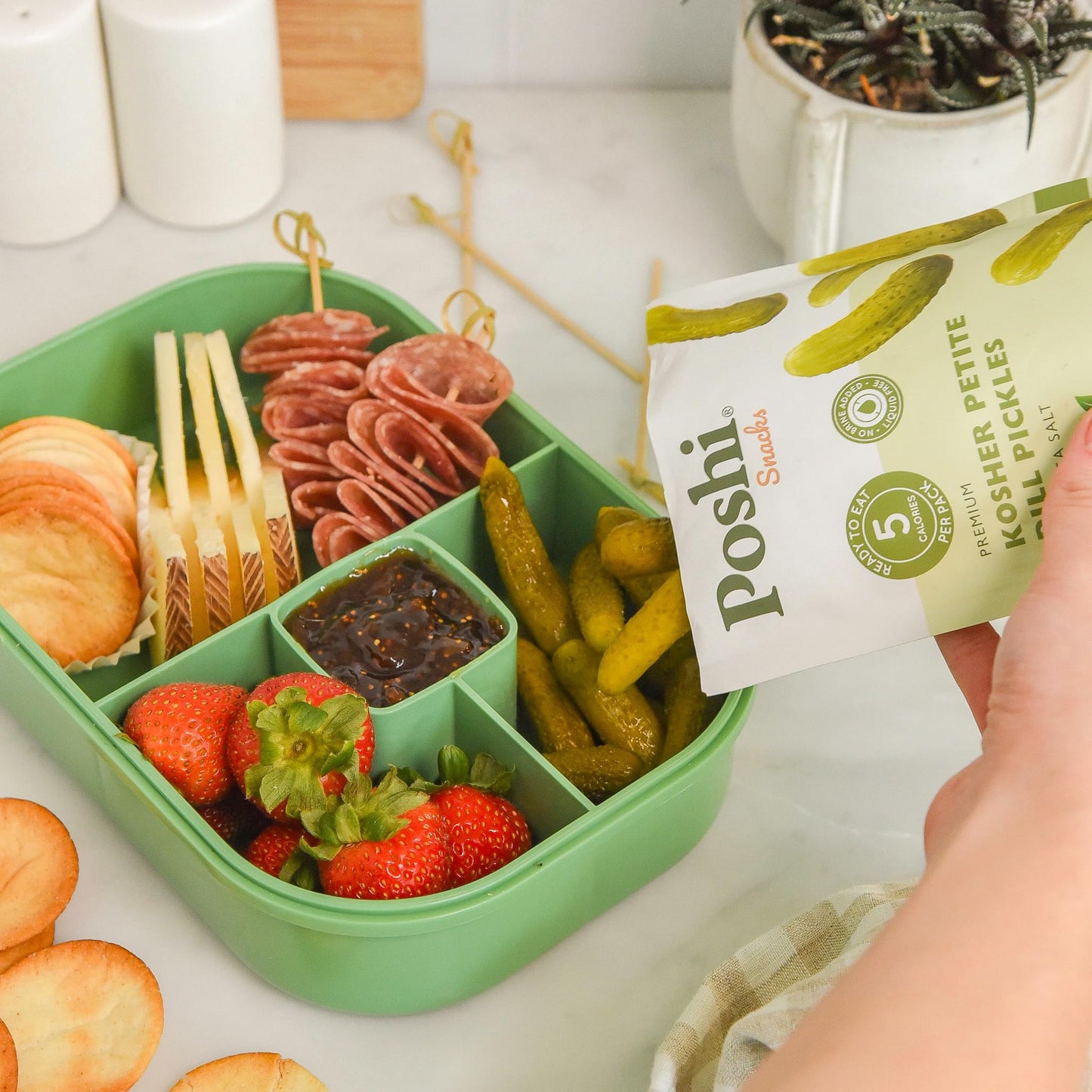 Poshi Petite Kosher Dill Pickles With Sea Salt - Ready-To-Eat Premium Mini Whole Pickles For Snacking, 5 Calories Per Pack, 10 P