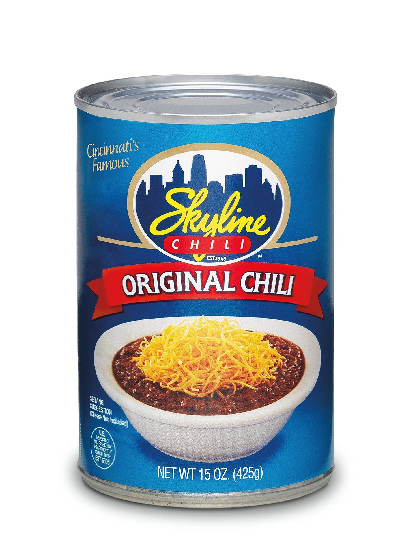 Skyline Chili, Classic Cincinnati Recipe, Made with Beef, 23g Protein, 15 oz can, Pack of 8