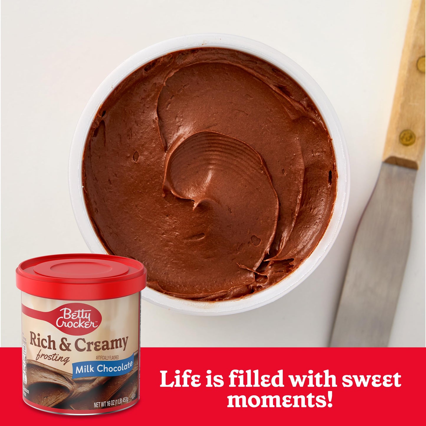 Betty Crocker Rich and Creamy Frosting, Milk Chocolate, Gluten Free, Holiday Baking, 16 oz