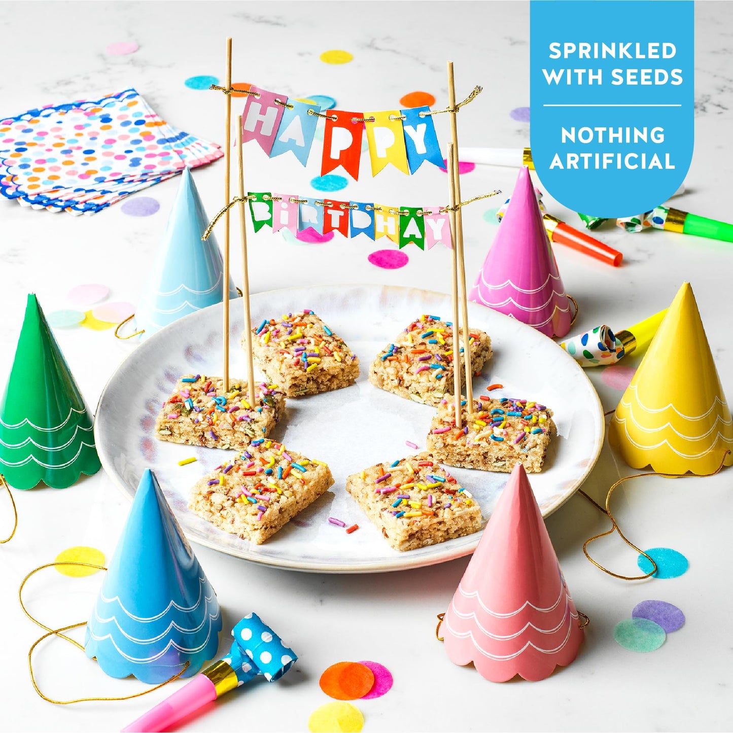 Blakes Seed Based Crispy Treats - Birthday Cake (24 Count), Nut Free, Gluten Free, Dairy Free & Vegan, Healthy Snacks For Kids O