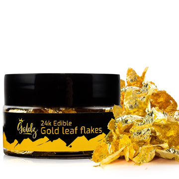 Goldz 24K Edible Real Gold Leaf Flakes 50Mg, Edible Gold Leaf Flakes For (Cooking, Cupcake, Chocolate, Steak, Chocolates, Decora