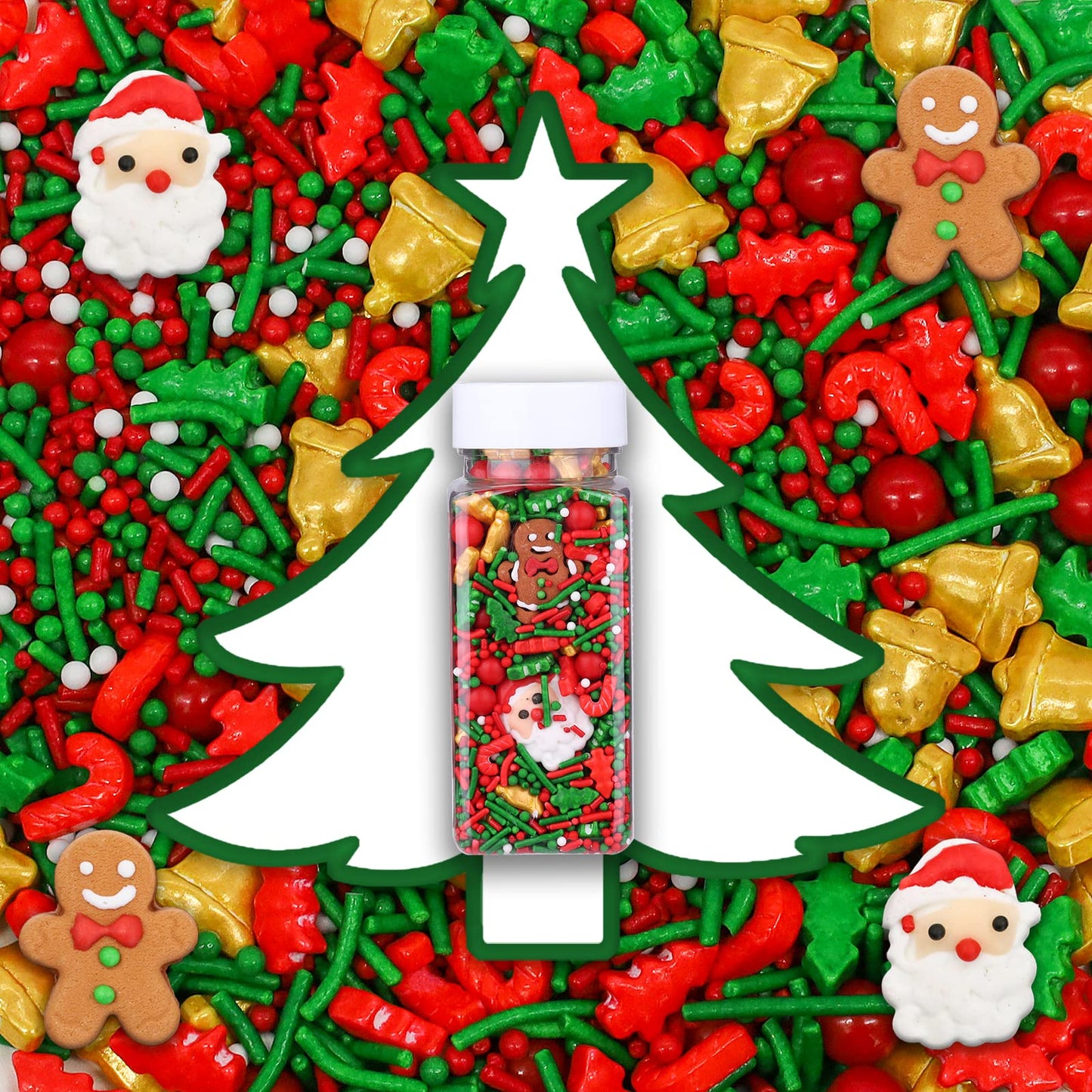 Lebery 1 Bottle Christmas Sprinkles Holiday Sprinkle Mix Christmas Tree Santa Claus Sprinkles Christmas Jimmies Red And Green Sp
