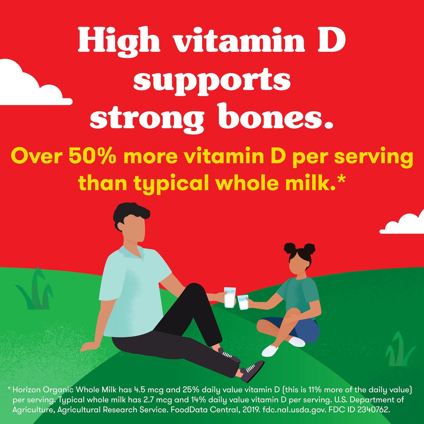 Horizon Organic High Vitamin D Whole Milk, Rich and Creamy High Vitamin D Milk, 64 fl oz Half Gallon Carton