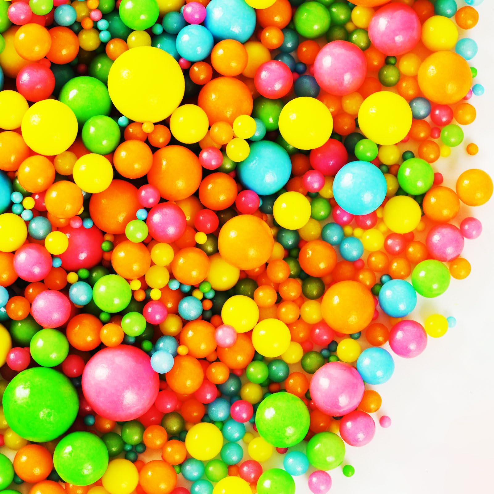 Kasvan Rainbow Pearl Sugar Sprinkles - Edible Candy Pearls 130G/4.58 Oz, Mix Size Cake Candy, Decorate Cakes, Cookies, Ice Cream