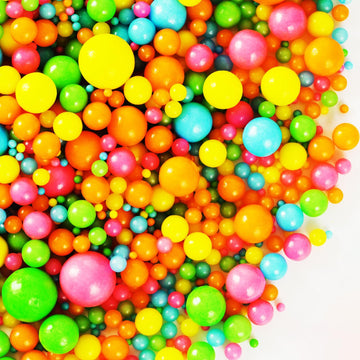 Kasvan Rainbow Pearl Sugar Sprinkles - Edible Candy Pearls 130G/4.58 Oz, Mix Size Cake Candy, Decorate Cakes, Cookies, Ice Cream