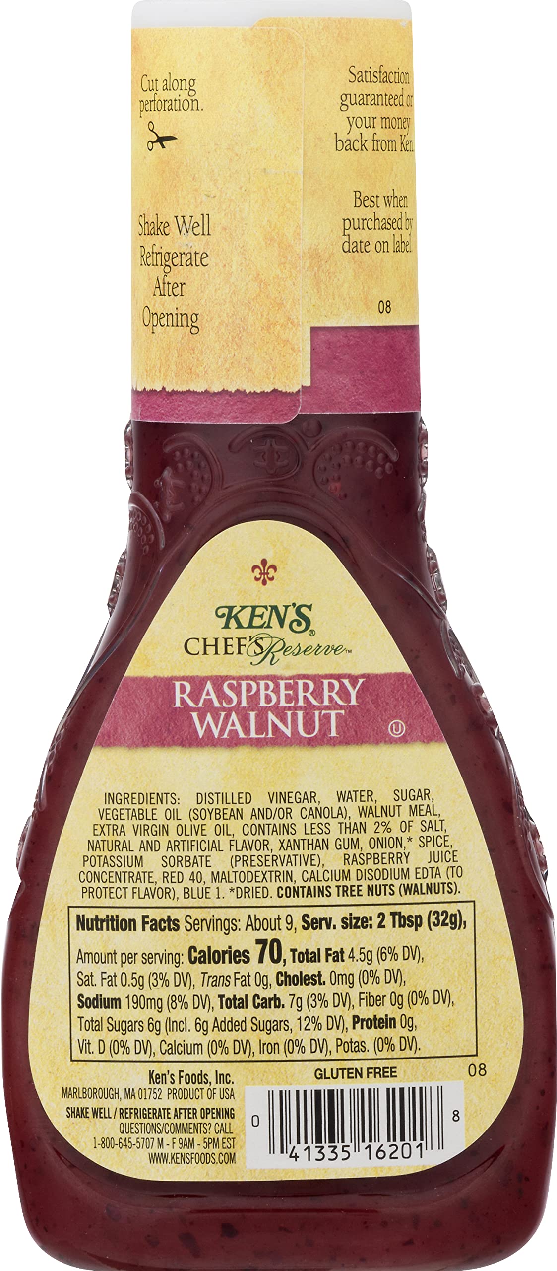 Kens Steak House Raspberry Walnut Dressing, 9 Ounce (Pack of 3), Flavorful Salad Dressing