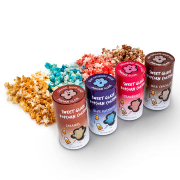 Gourmet Popcorn Topping Variety Pack - Wabash Valley Farms 4 Pack Of Popcorn Flavoring Glaze, Popcorn Seasoning For Caramel Popcorn, Sweet Popcorn Toppings, Sweet Alternative To Popcorn Salt Seasoning