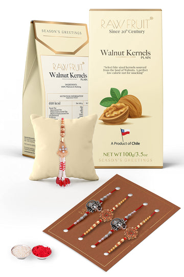 Rakhi Combo Rakhi For Brother With Gift Combo Set Dry Fruit Gift Pack Premium Walnut 100Grams Rakshabandhan Gift For Bhaiya Bhab