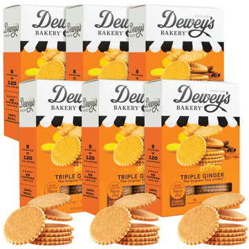 Deweys Bakery Triple Ginger Moravian Style Cookie Thins, Bakery Fresh with Real Simple Ingredients, Low Calorie Snack, No Artifi