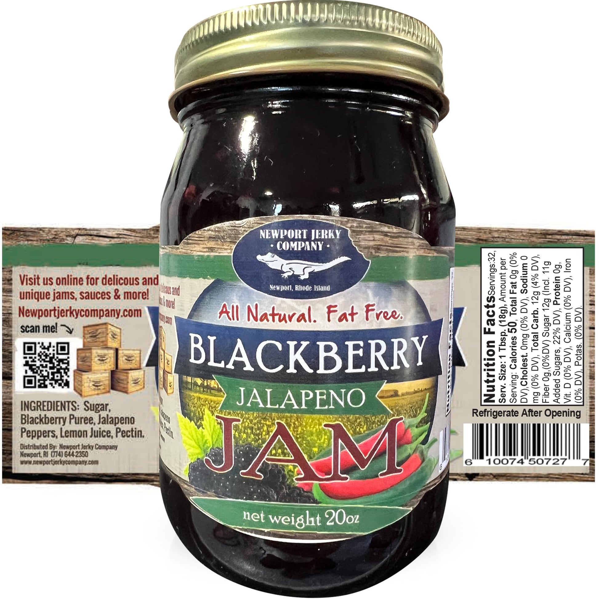 NEWPORT JERKY COMPANY Gourmet Blackberry Jalapeno Jam, Fat Free, Gluten Free, 1.25 Pound