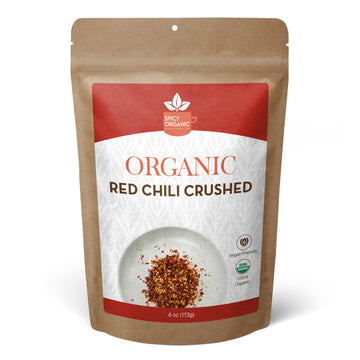 Spicy Organic Crushed Red Pepper Flakes 4 Oz. - Robust Chili Peppers Seasoning Spice - Usda Organic, Kosher, Non-Gmo- Ideal For