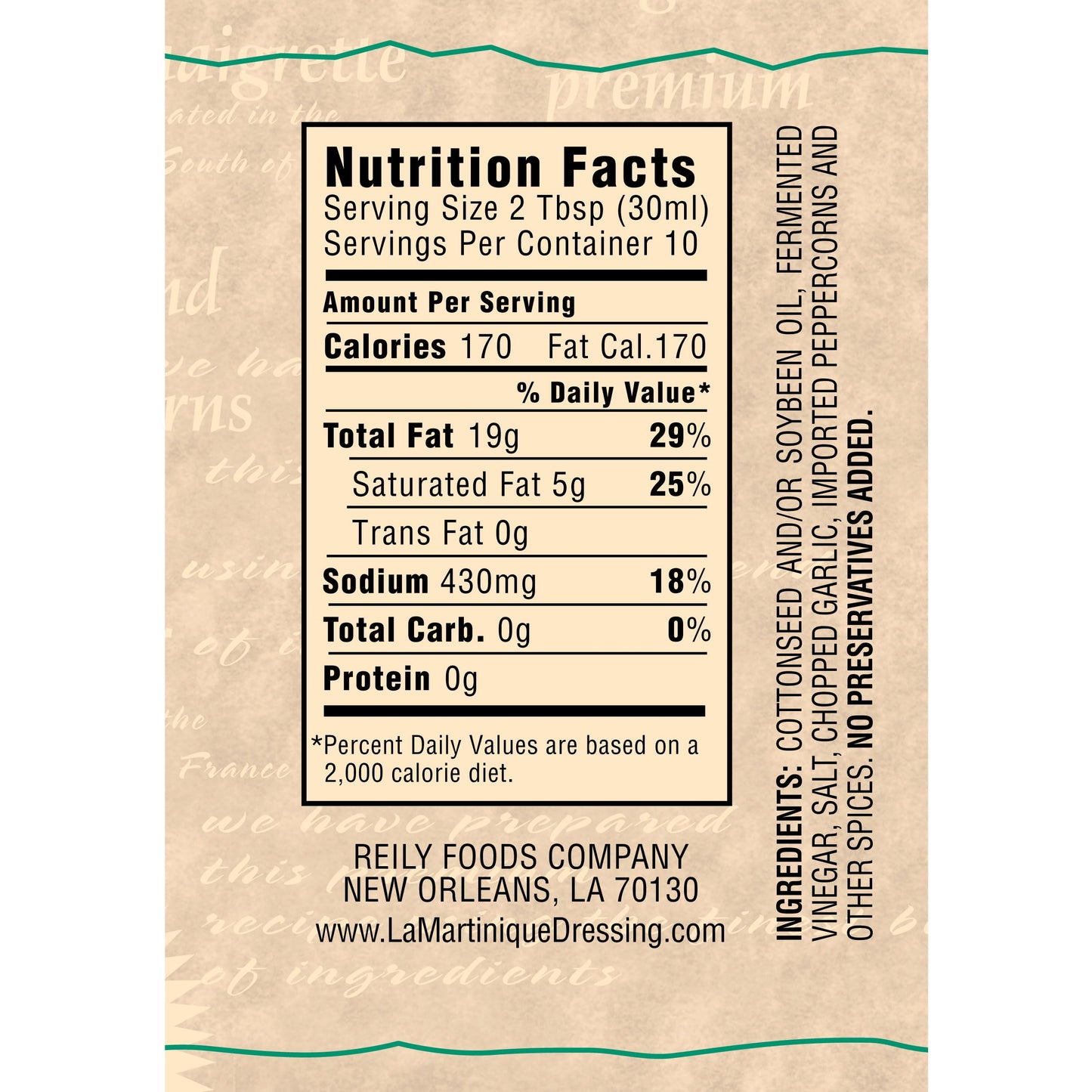 La Martinique True French Vinaigrette Dressing 10 Ounce Bottle (Pack Of 6)