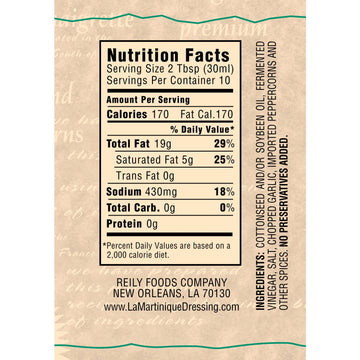 LA MARTINIQUE True French Vinaigrette Dressing, 10 Ounce Bottle, Pack of 2