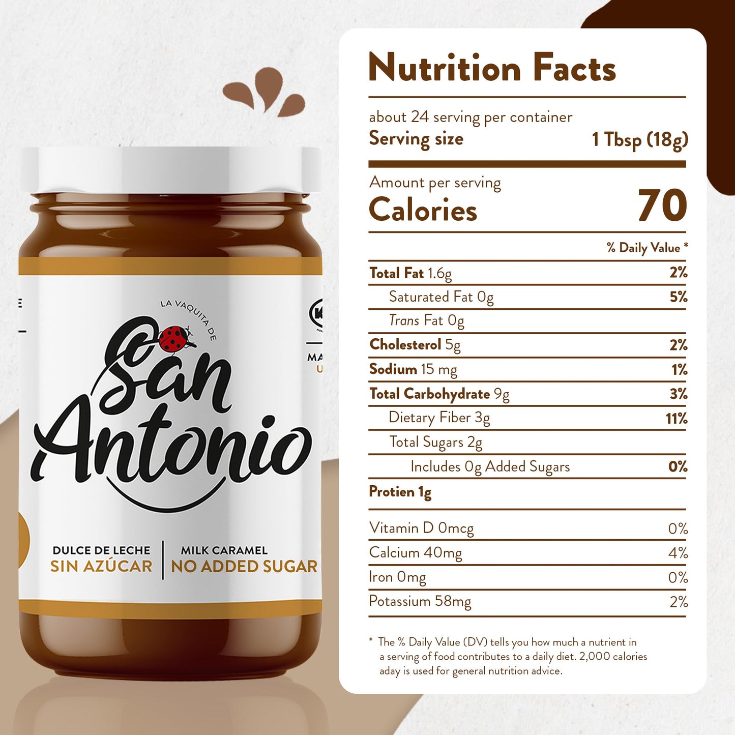 San Antonio No Added Sugar Dulce De Leche Classic Milk Caramel Spread - Gluten & Lactose Free Dessert Filling & Toppings, Ideal For Ice Cream, Cake, Coffee, Pancakes, Fruit Dip - 15 Oz, Pack Of 12