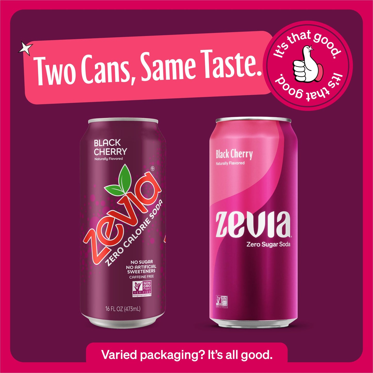 Zevia Zero Sugar Soda, Black Cherry, 16 oz Cans, 12-Pack, Non-GMO, Gluten-Free, Vegan