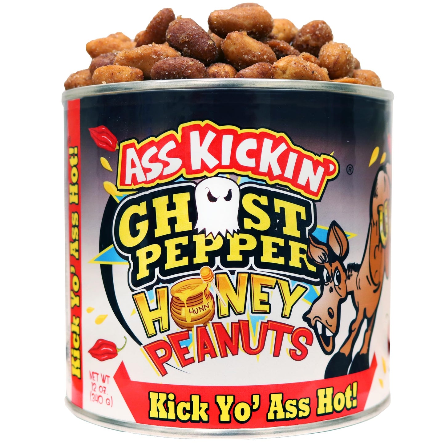 ASS KICKIN Ghost Pepper Spicy Hot Peanuts - 12oz Gourmet Snack - Model AK869