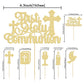 Gyufise 25Pcs First Holy Communion Cupcake Toppers Gold Glitter First Communion Cake Topper God Bless Dove Cross Cupcake Picks G