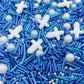 White Cross & Blue Series Sprinkles Edible Toppers Cake Decorating Mixed Size Cake Decorations Cupcake Toppers Cookie Decorating