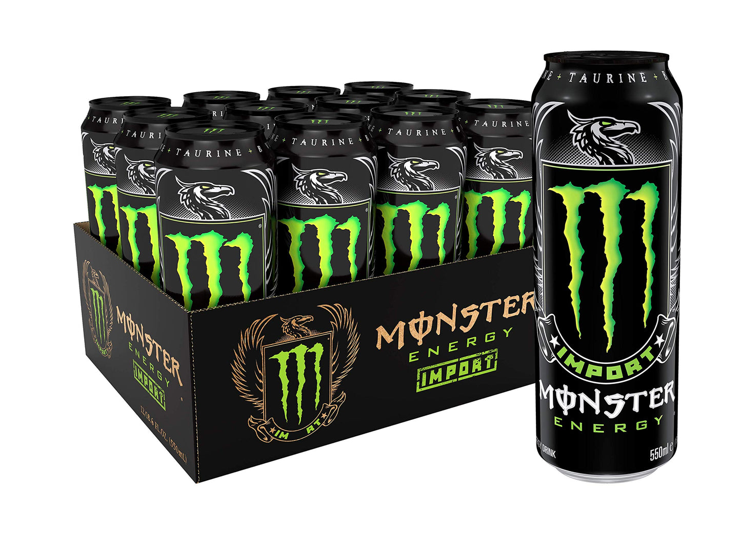 Monster Energy Import, Energy Drink, 18.6 Ounce (Pack Of 12)