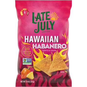 Late July Snacks, Hawaiian Habanero Corn Tortilla Chips, 7.8 Oz Bag