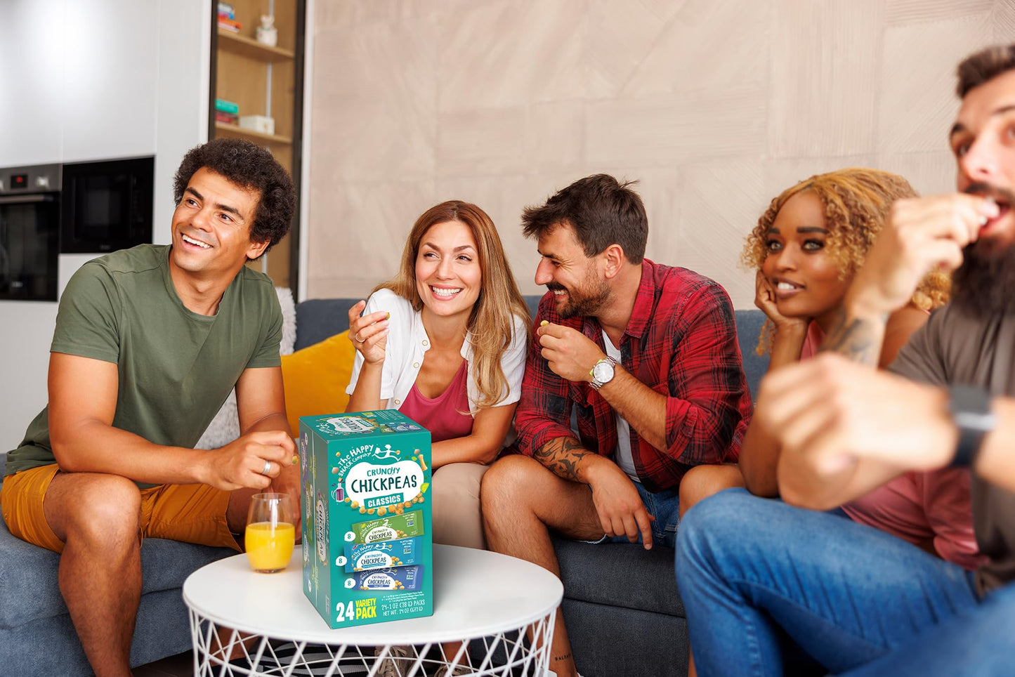 Happy Snack Company Crunchy Chickpeas Classics Variety Pack (Pack of 24 1oz) Classic Sea Salt x 8 Lime & Cracked Pepper x8 Sea S