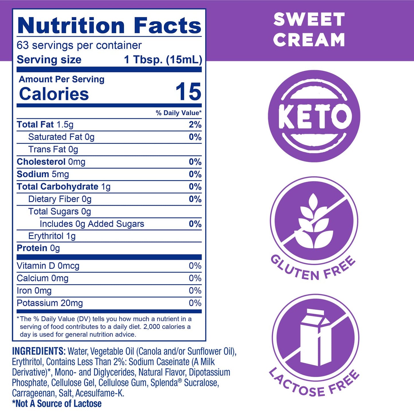 SPLENDA Sugar Free Sweet Cream Coffee Creamer, 32 Fl Oz (Pack of 2)