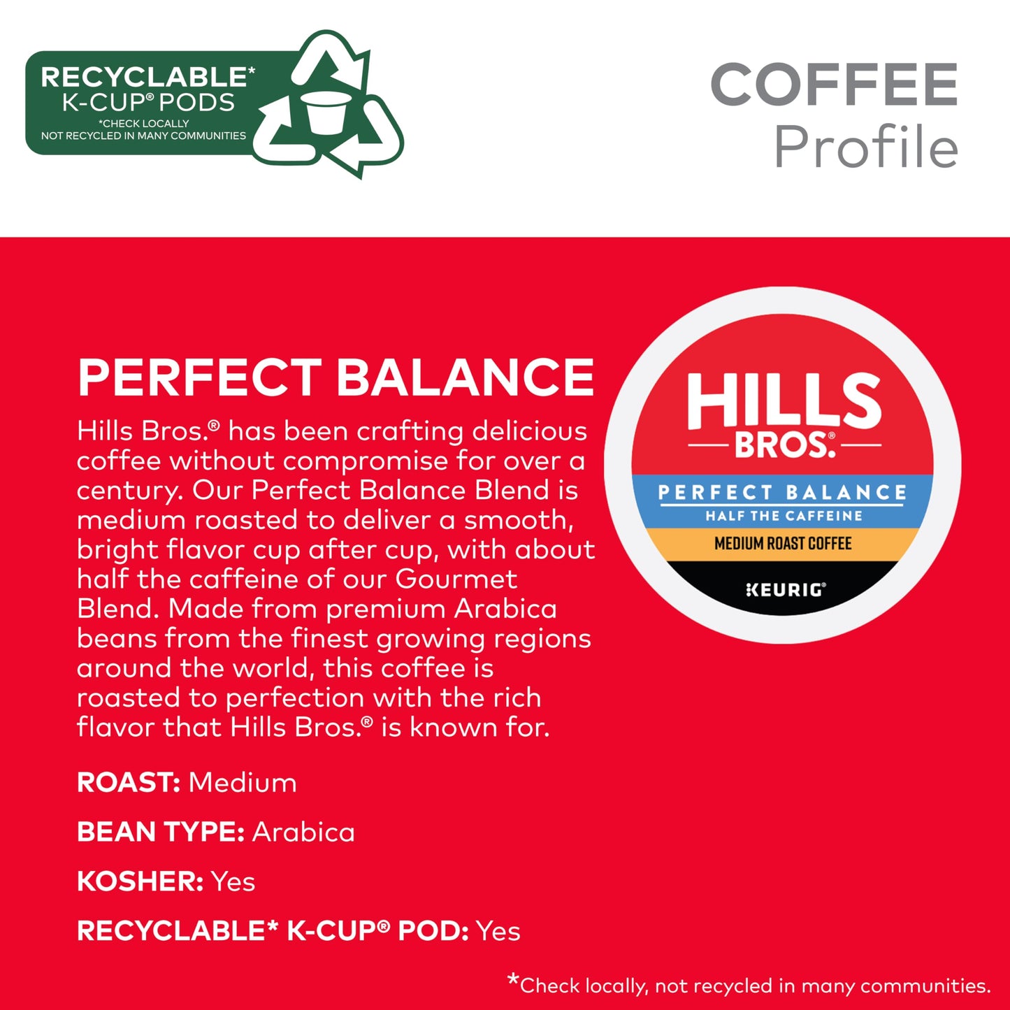 Hills Bros. House Blend Dark Roast K-Cup Pods, Premium Arabica, 12 Count, Kosher