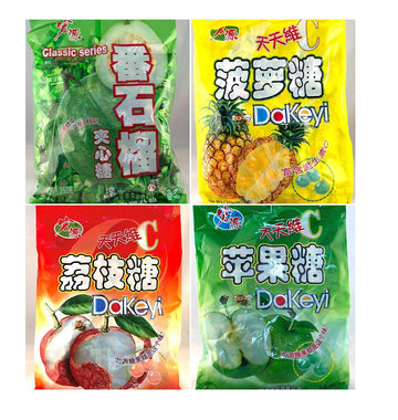 Hong Yuan Classic Series Pineapple Guava Green Apple Lychee Candy 4 Pack 12.3 Oz Dakeyi With Free Candy Samples