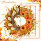 ICX 24 Inch Fall Wreath - Sunflower Pumpkin, Berry & Leaf, Plastic, Orange, Model 05, Autumn Decor for Front Door