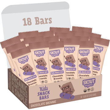 Skout Organic Chocolate Brownie Kids Snack Bars (18 Pack) | Organic Kids Snack Bars | School Snacks & Lunch Snacks | No Refined 
