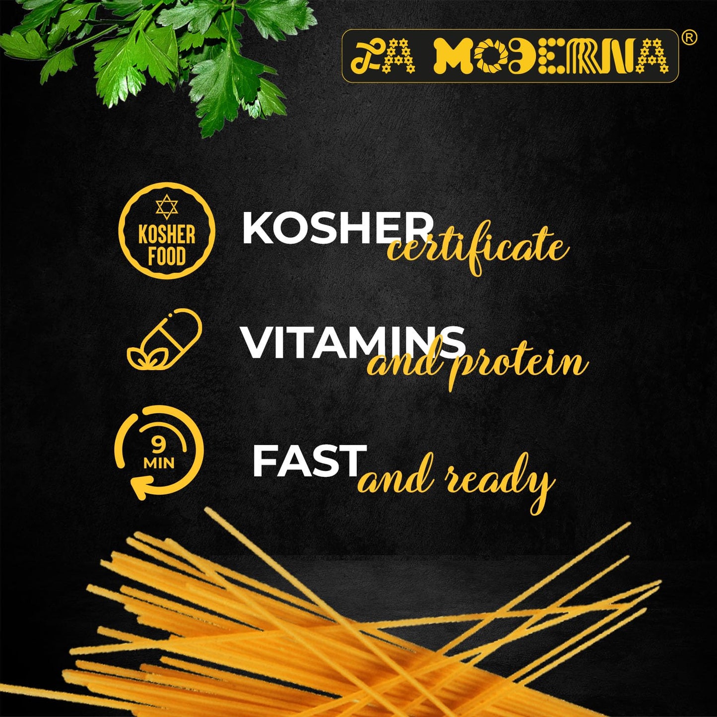 LA MODERNA, Spaghetti Pasta 7 oz (Pack of 1) | Made with Durum Wheat Semolina | Enriched with Iron & B Vitamins | Non-GMO | Kosh