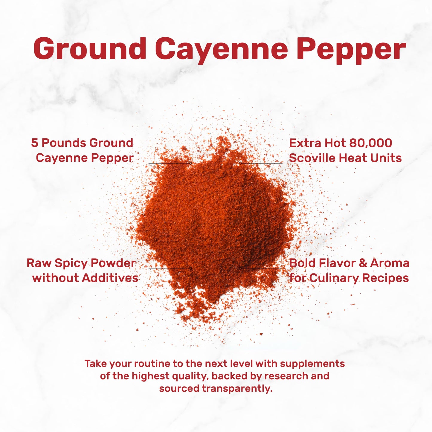 DEAL dietary product Ground Cayenne Pepper Powder Extra Hot 80,000 Heat Units 5 Pound Non-GMO MSG Free
