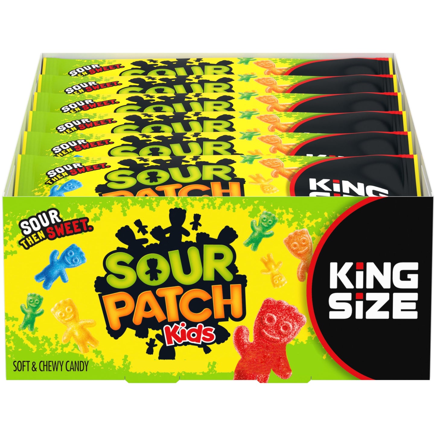 SOUR PATCH KIDS Soft & Chewy Candy, King Size, Bulk Candy, 18 - 3.4 oz Bags