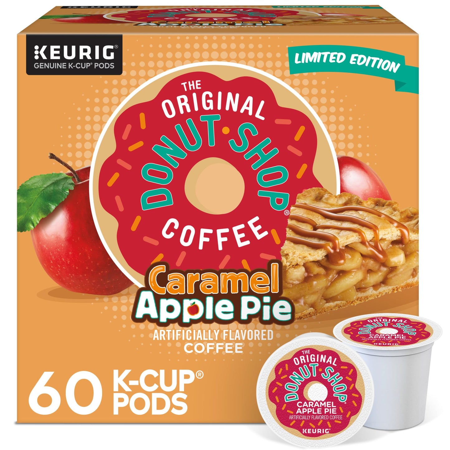 The Original Donut Shop Caramel Apple Pie Coffee K-Cup Pods, Light Roast, 60 Count