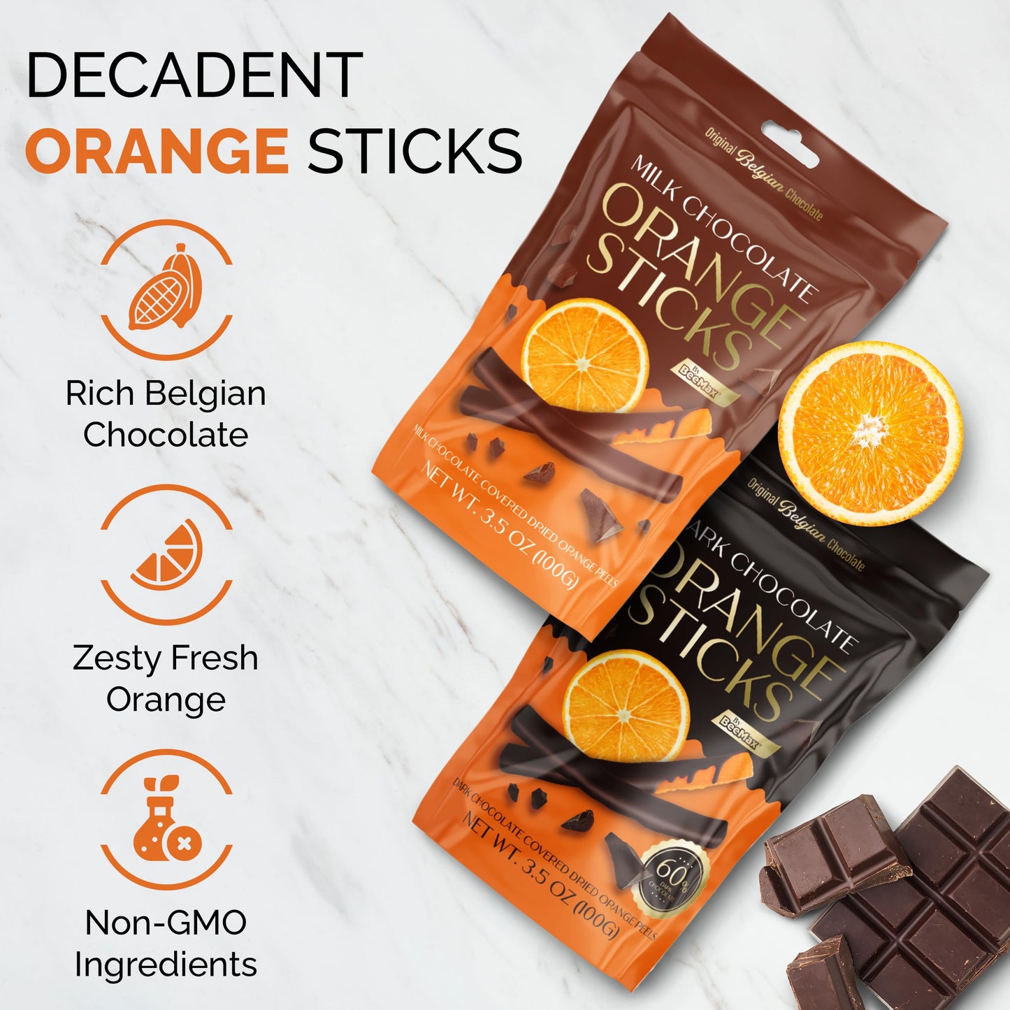 BEEMAX Belgian Chocolate Covered Fruit Sticks, Gourmet Dried Fruit, 3.5 oz Resealable Pouch, Milk Chocolate, Non-GMO
