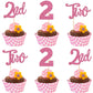 24 PCS Two Cupcake Toppers Glitter 2nd Birthday Cupcake Picks Number 2 Two Cake Picks for Baby Shower Kids Second Birthday Anniv