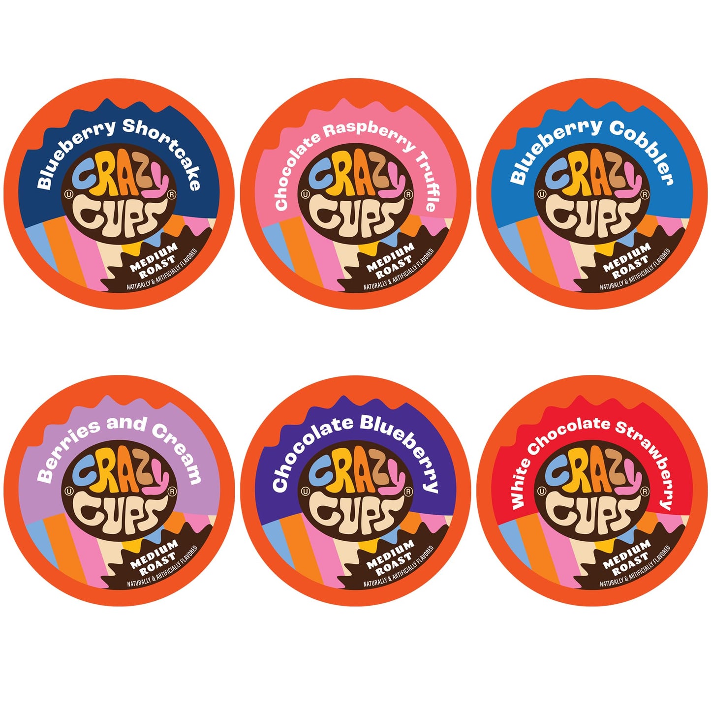 Crazy Cups Blueberry Coffee Pods Variety Pack  Magic Berries Flavored Coffee  Single Serve Recyclable Pods Compatible With Keurig K Cup malt-inspired  24 Count