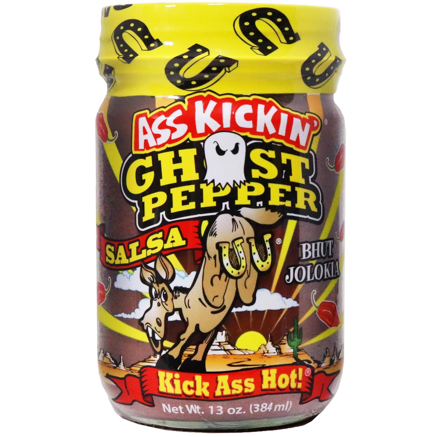 ASS KICKIN Ghost Pepper Salsa - Premium Gourmet Spicy Salsa for Chips & Burritos - 13 oz