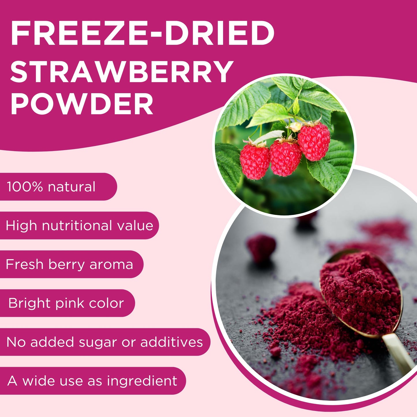 SUMMMER Freeze Dried Raspberry Powder - 100% Natural, Gluten Free, Non-GMO, Vegan, 5.29 Oz