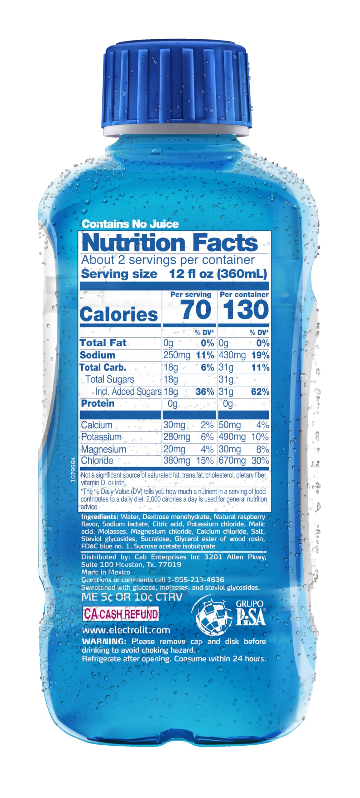 Electrolit  Electrolyte Beverage  Blue Raspberry  21 Fl Oz bottle (Pack of 12)